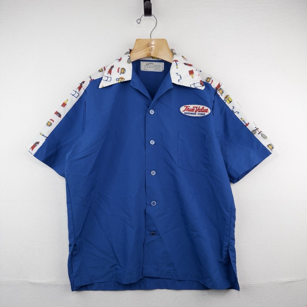 80's Vtg True Value Graphic Employee Uniform Shirt Size Large Hardware Store